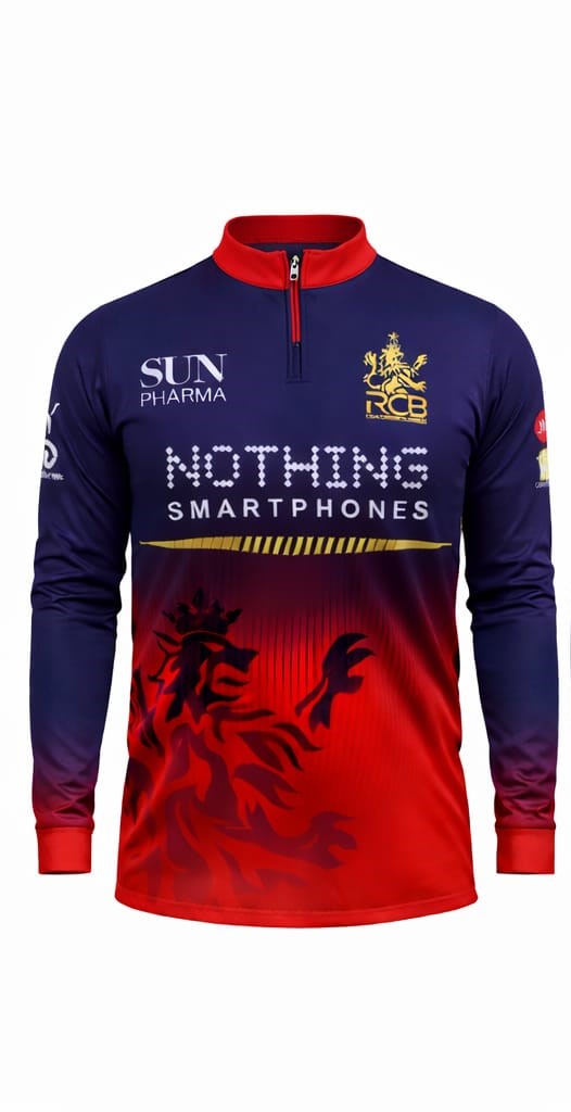 JerseyJunction Customized RCB  latest 2026 Jersey Full Sleeves Collar Zip Neck