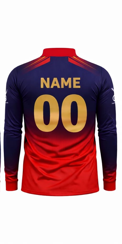 JerseyJunction Customized RCB  latest 2026 Jersey Full Sleeves Collar Zip Neck