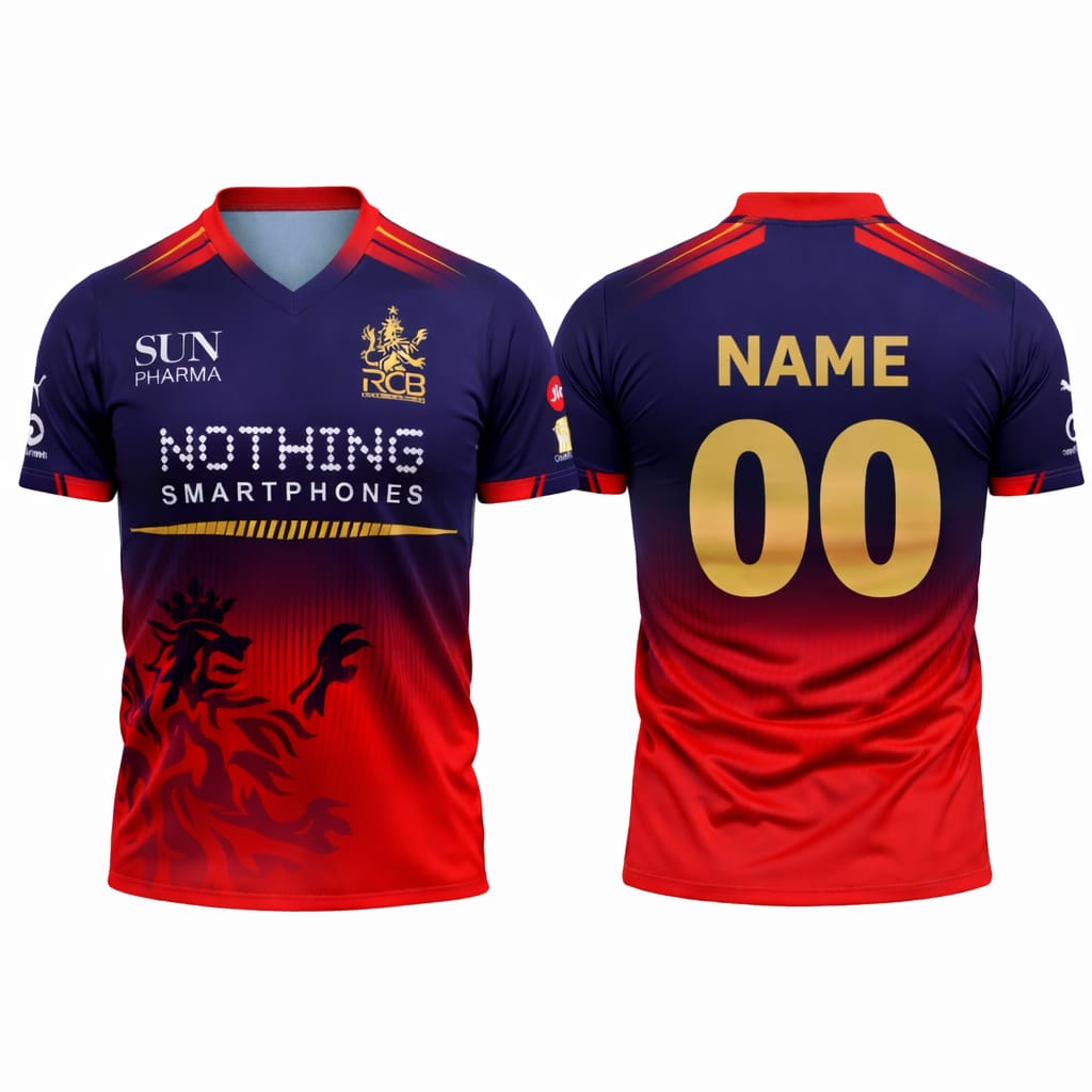 JerseyJunction Customized RCB  latest 2026 Jersey Half Sleeves  V Neck