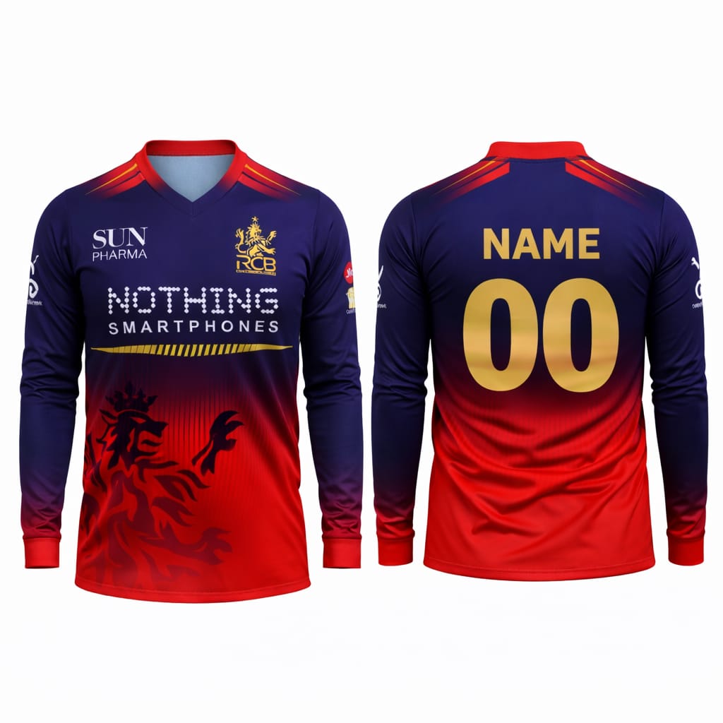 JerseyJunction Customized RCB  latest 2026 Jersey Full Sleeves  Collar  V Neck