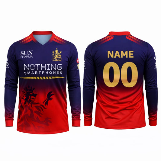 JerseyJunction Customized RCB  latest 2026 Jersey Full Sleeves  Collar  V Neck