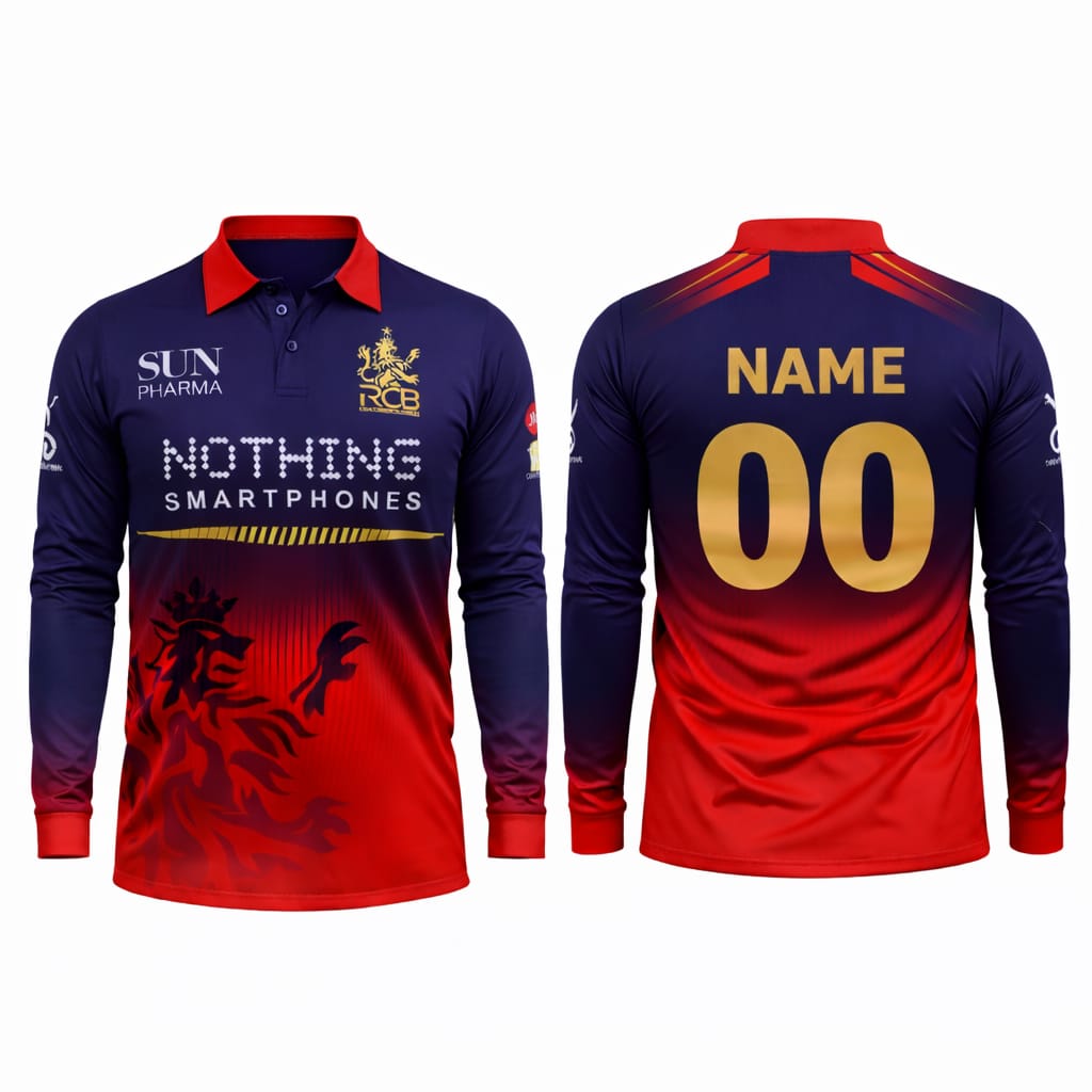 JerseyJunction Customized RCB  latest 2026 Jersey Full Sleeves Collar V Neck