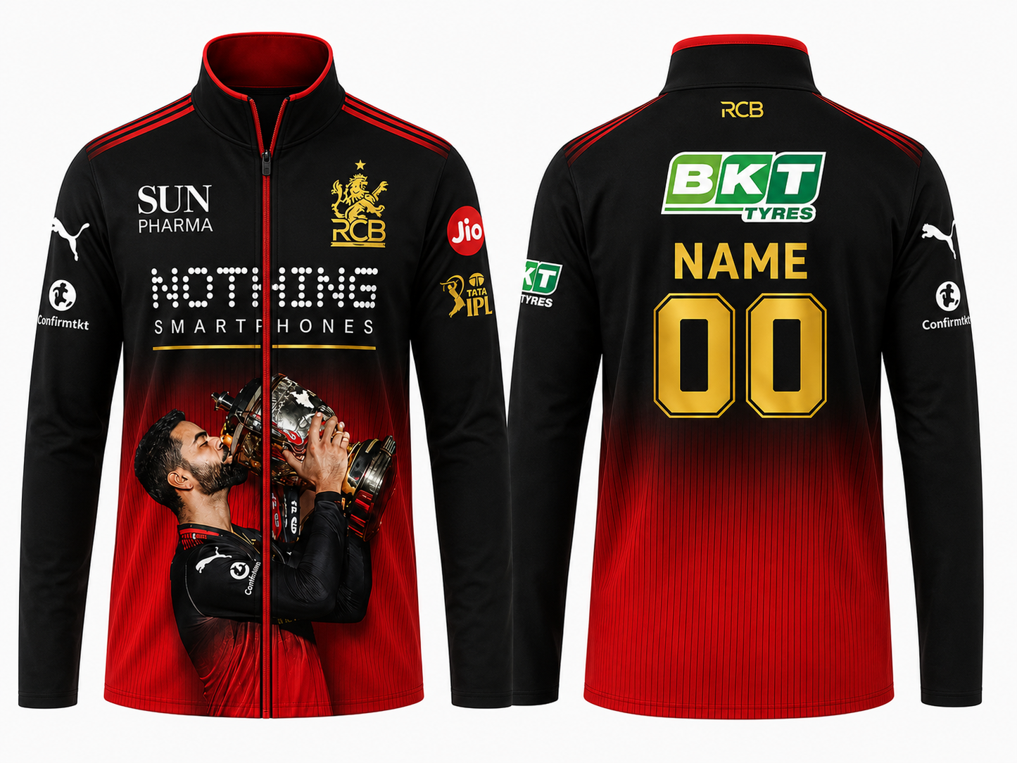JerseyJunction Customized 2 stars 2026 design customized king kohli holding the trophy 2 times RCB jacket
