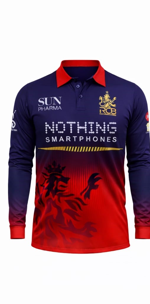 JerseyJunction Customized RCB  latest 2026 Jersey Full Sleeves Collar V Neck