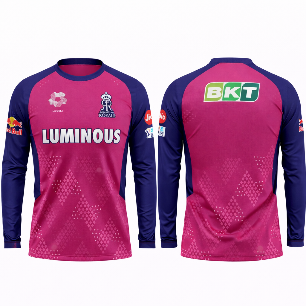JerseyJunction Customized Rajasthan Royals Round neck full sleeves IPL Cricket Jersey