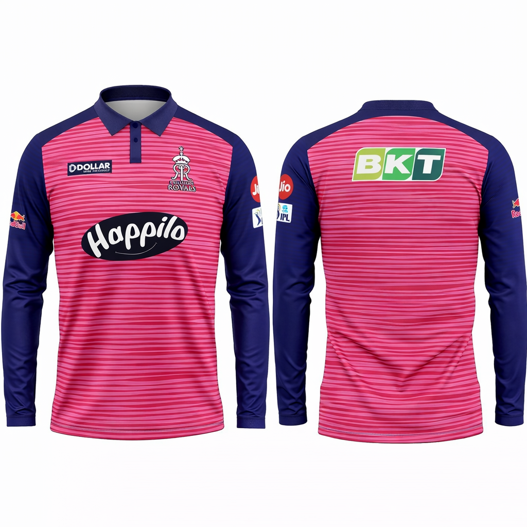 JerseyJunction Customized Rajasthan Royals polo neck full sleeves Replica Jersey 2022