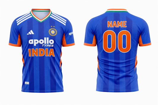 Customized India T20 WC World cup jersey V neck Half sleeve add your name and number