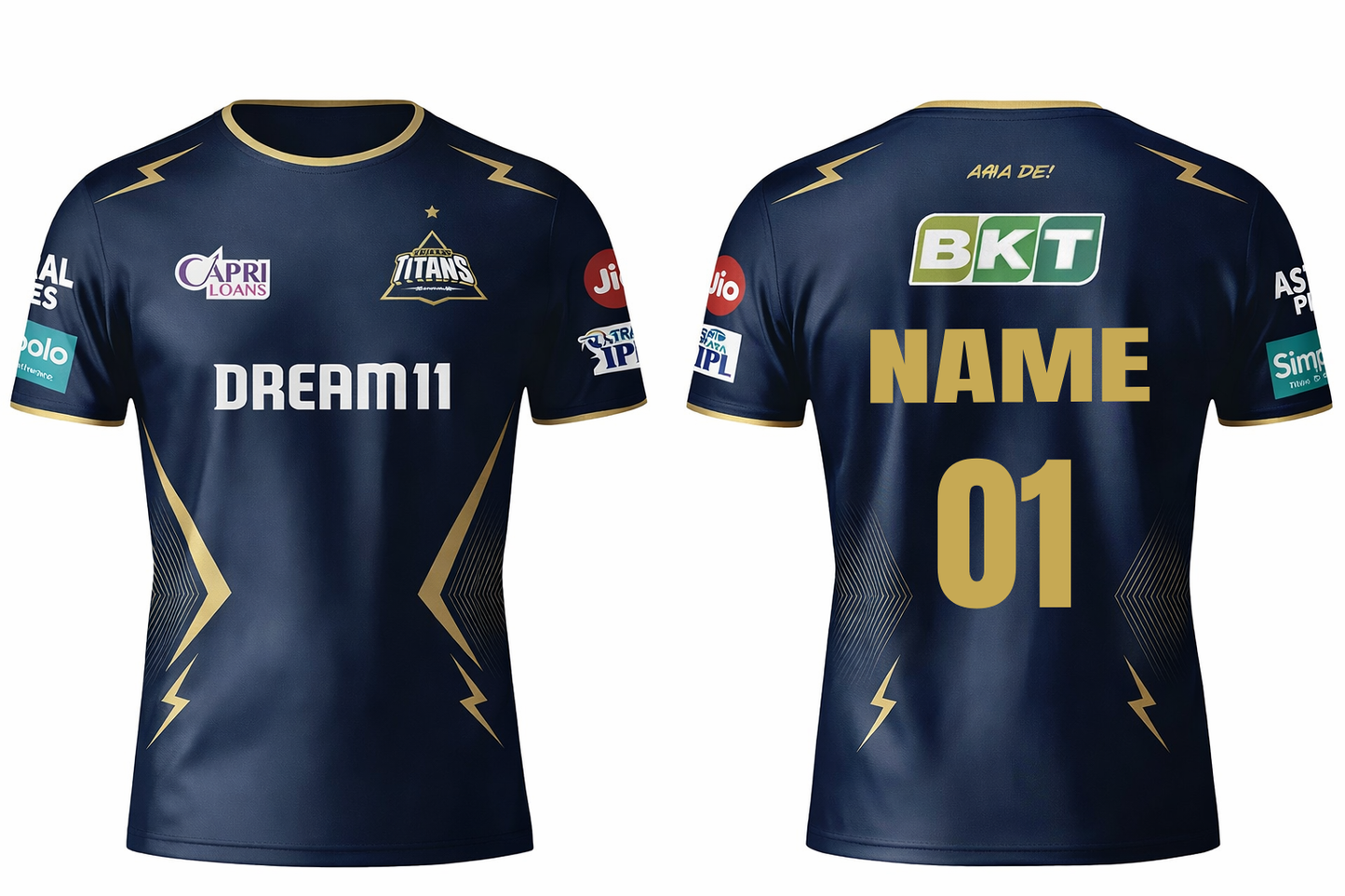 JerseyJunction GT Gujrat titans half sleeve round neck customized jersey