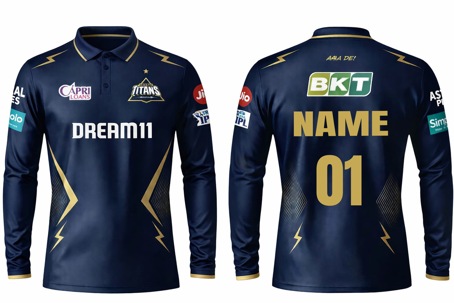 JerseyJunction GT Gujrat titans full sleeve polo neck customized jersey