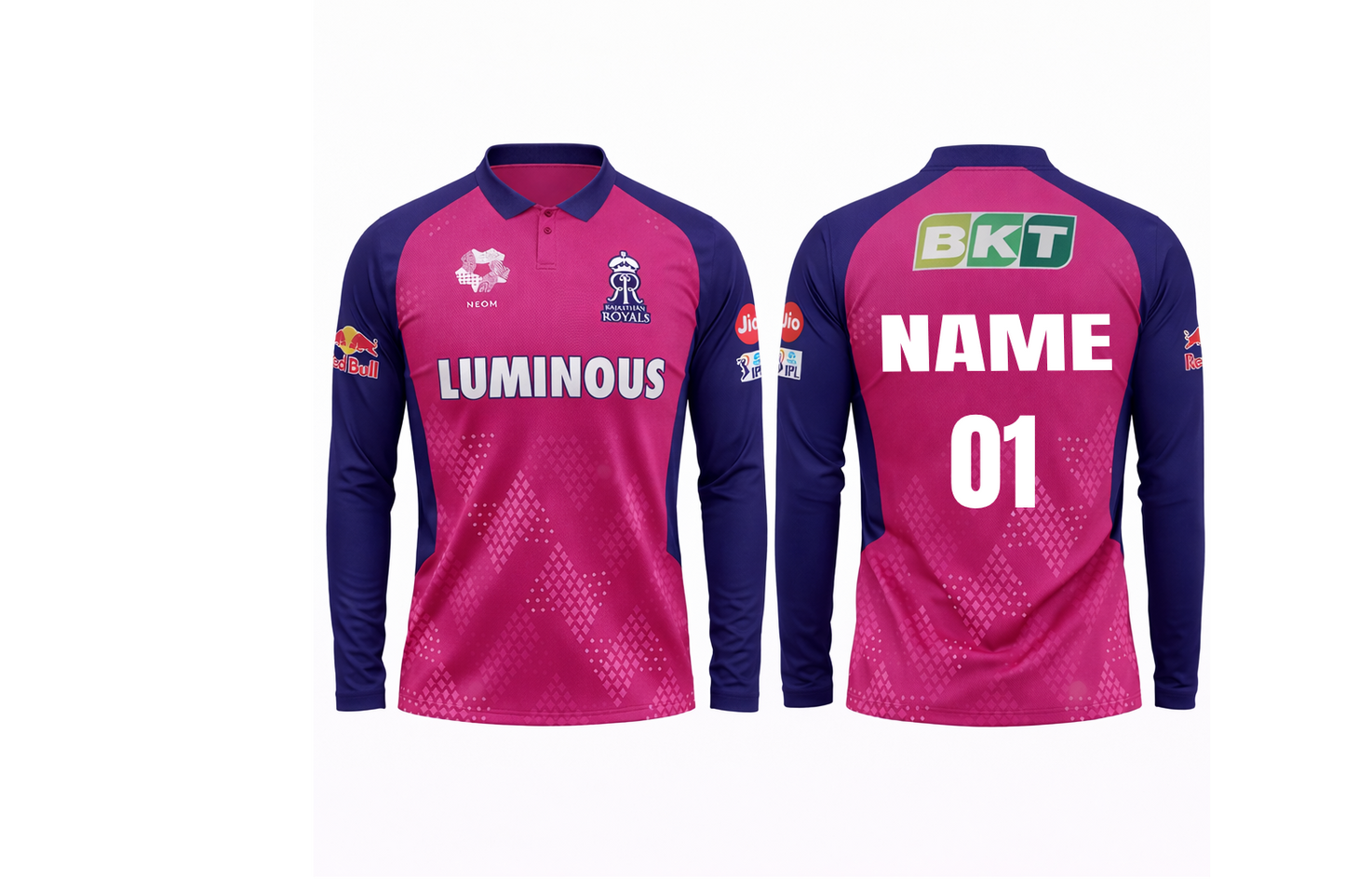 JerseyJunction Customized Rajasthan Royals polo neck full sleeves IPL Cricket Jersey 2024