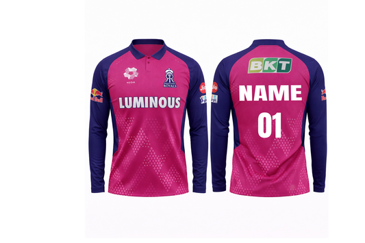 JerseyJunction Customized Rajasthan Royals polo neck full sleeves IPL Cricket Jersey 2024