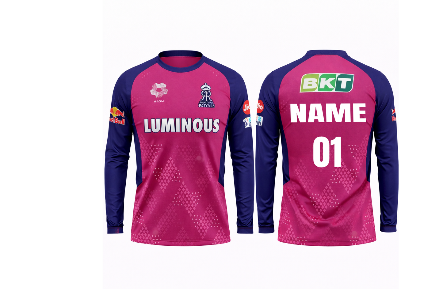 JerseyJunction Customized Rajasthan Royals Round neck full sleeves IPL Cricket Jersey