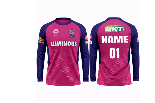 JerseyJunction Customized Rajasthan Royals Round neck full sleeves IPL Cricket Jersey