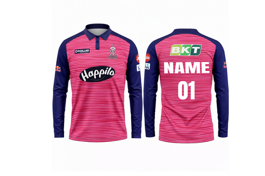 JerseyJunction Customized Rajasthan Royals polo neck full sleeves Replica Jersey 2022