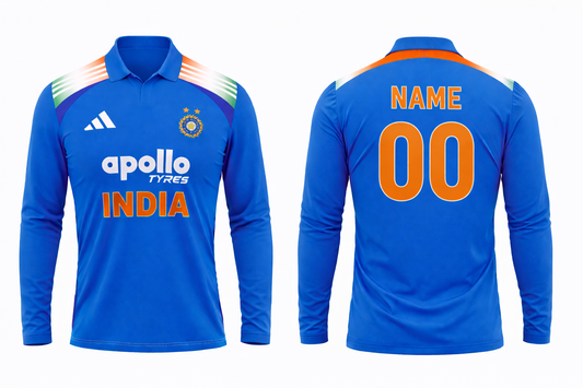 Customized India odi jersey polo neck full sleeve add your name and number