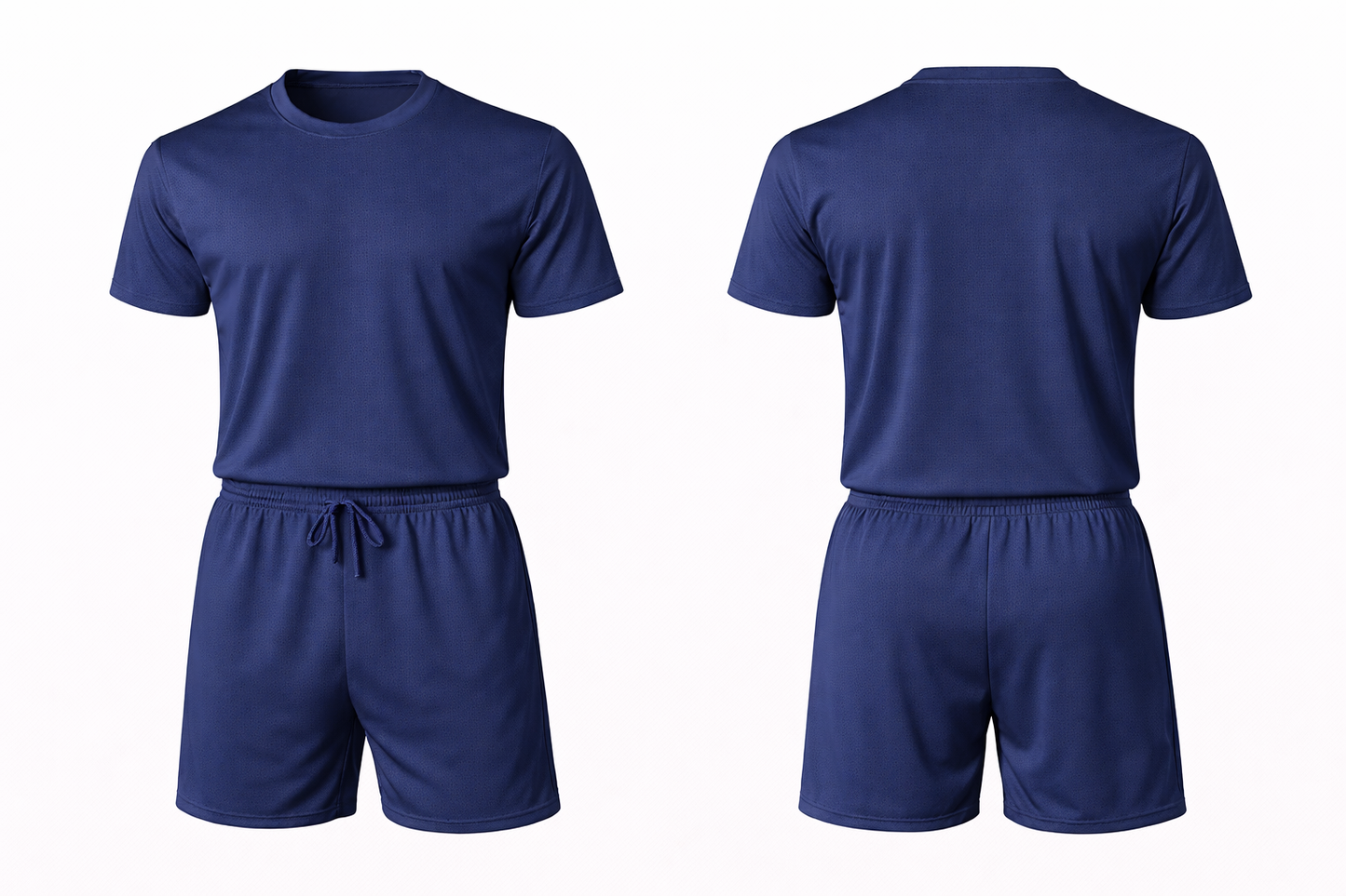 Plain navy blue jersey with shorts