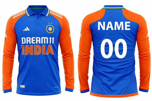 JerseyJunction Customized India 2025 Asia cup Polo neck full sleeve jersey