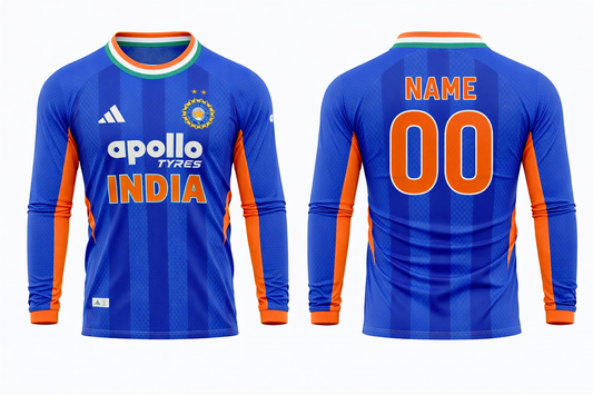 Customized India T20 WC World cup jersey Round neck full sleeve add your name and number