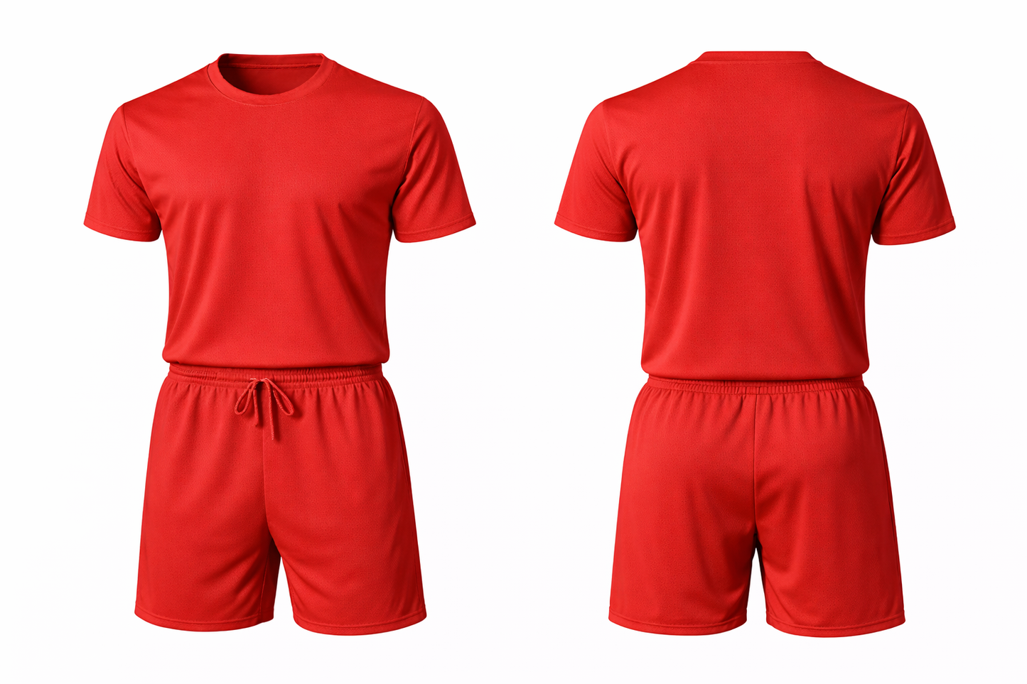 Plain red jersey with shorts