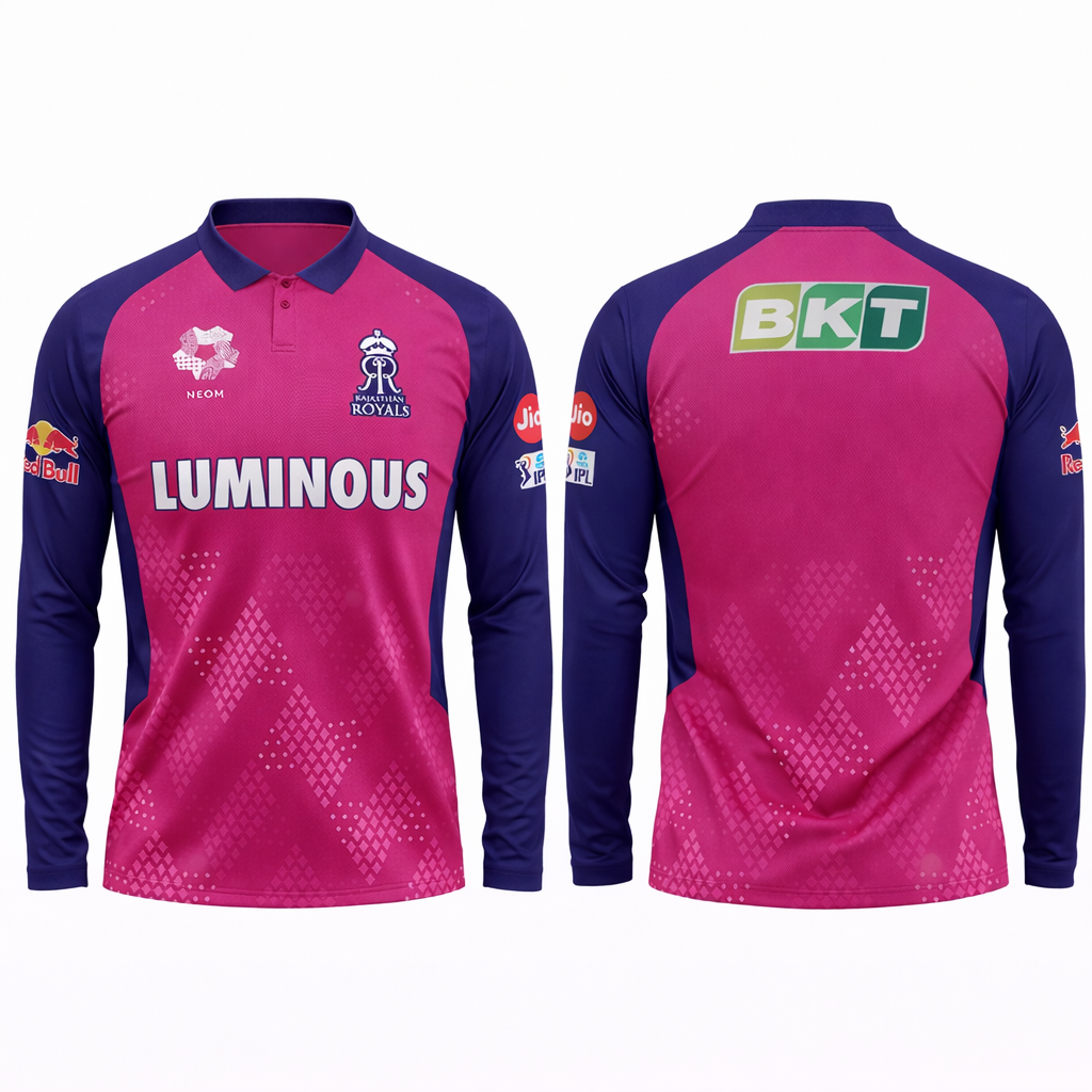 JerseyJunction Customized Rajasthan Royals polo neck full sleeves IPL Cricket Jersey 2024