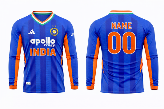 Customized India T20 WC World cup jersey V neck full sleeve add your name and number