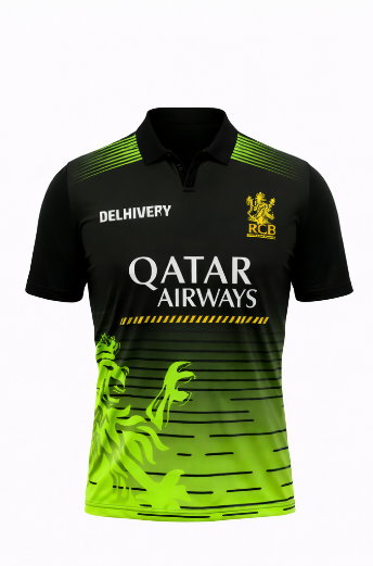 JerseyJunction Customized Bengaluru IPL Jersey 2024 polo neck half sleeve green jersey