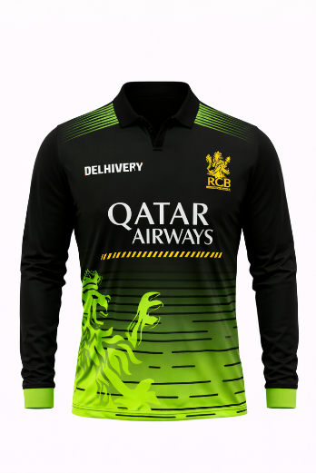 JerseyJunction Customized Bengaluru IPL Jersey 2024 polo neck full sleeve green jersey