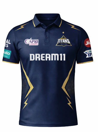 JerseyJunction GT Gujrat titans half sleeve polo neck customized jersey
