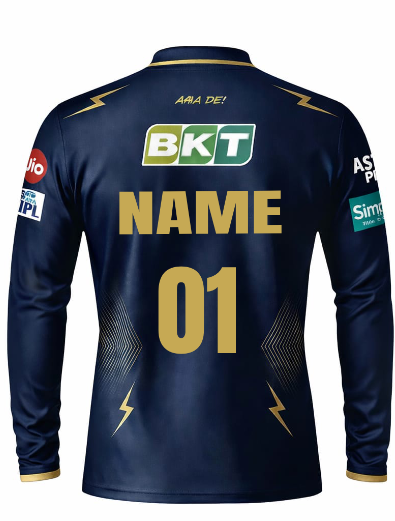 JerseyJunction GT Gujrat titans full sleeve polo neck customized jersey