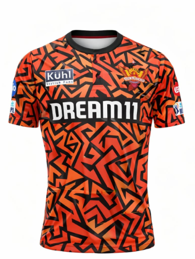 JerseyJunction customized Sunrisers Hyderabad IPL Replica Jersey 2025 round neck