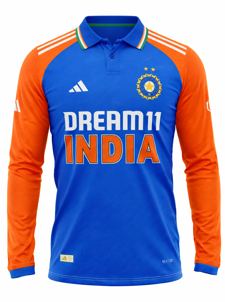 JerseyJunction Customized India 2025 Asia cup Polo neck full sleeve jersey