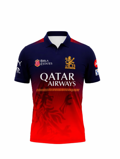 JerseyJunction Customized RCB Royal challengers Bangalore Jersey design Polo Neck 2025
