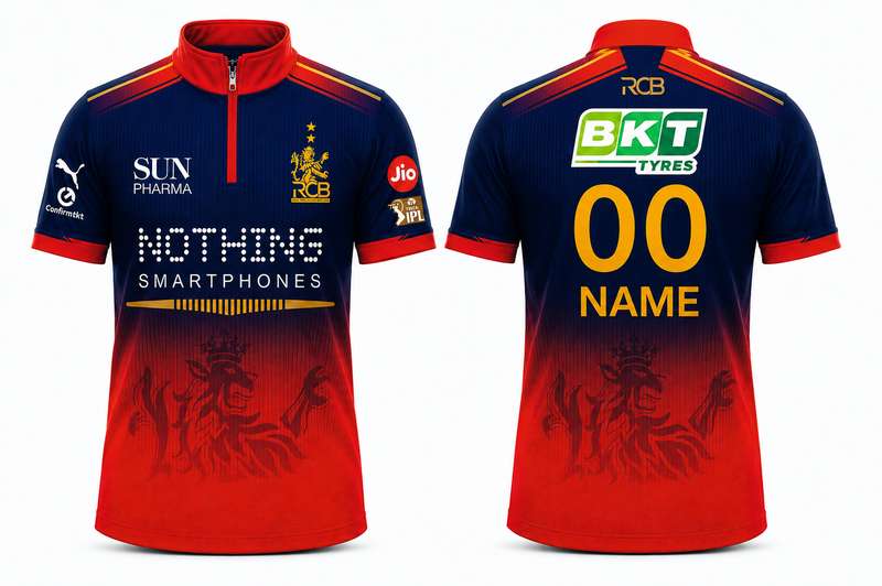 Rcb 2026 2 Stars Printed name number gold jersey
