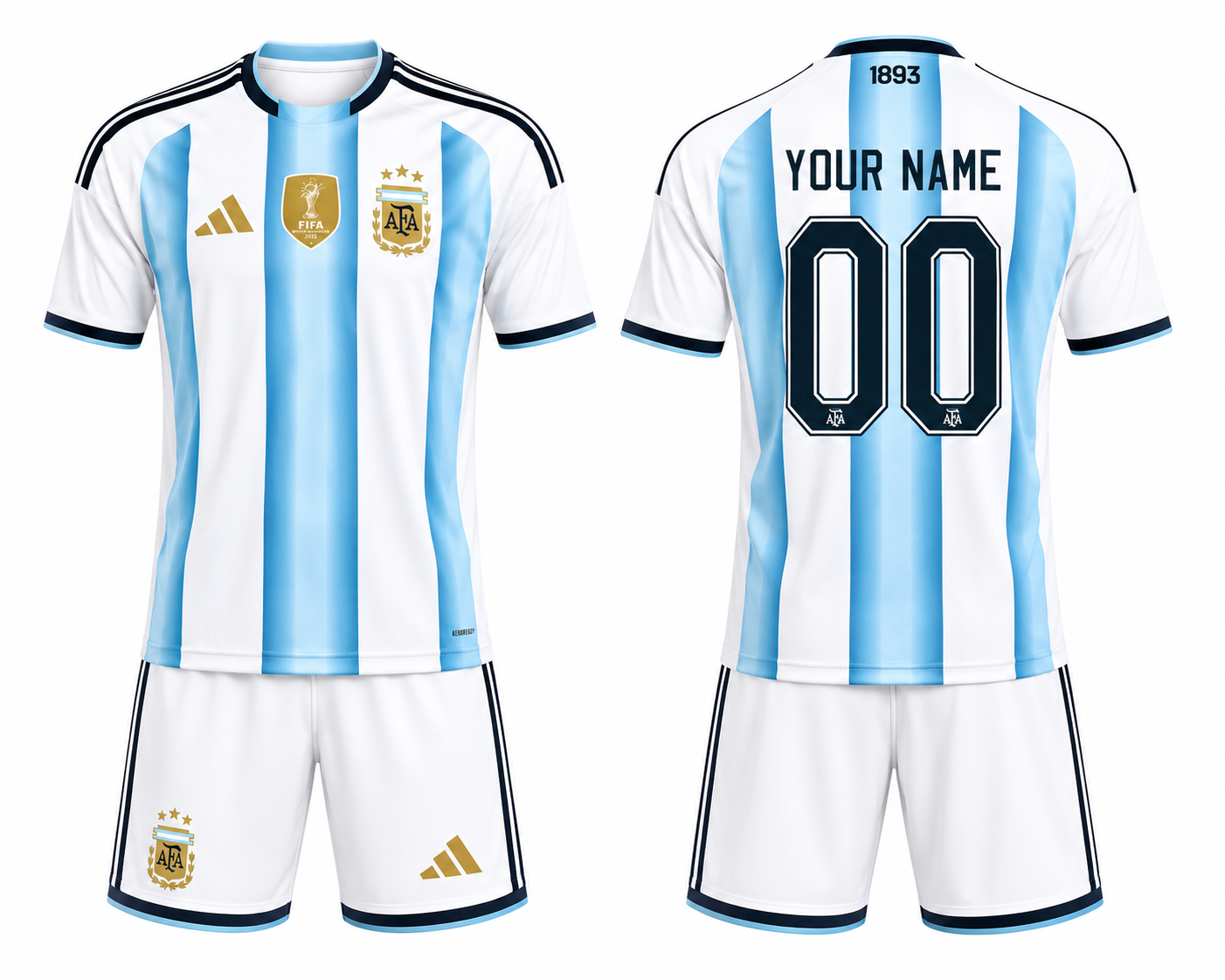 Argentina Sky Blue Home Custom Football Jersey & Shorts Set – Personalized Name & Number Soccer Kit