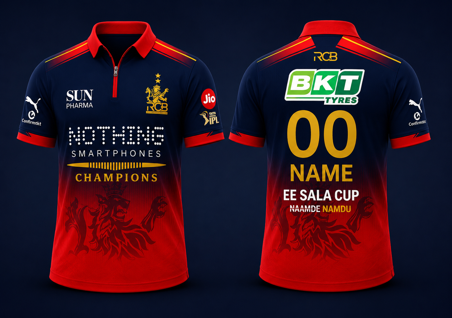 Rcb 2026 2 Stars Printed name number jersey ee sala cup namdu sublimation print